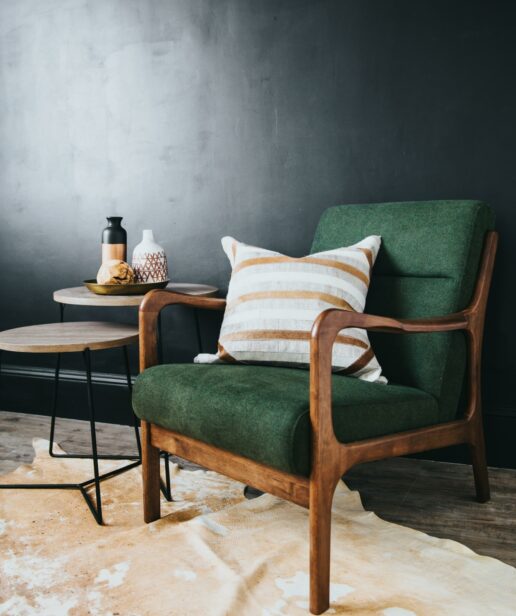 Oil finish royal green chair