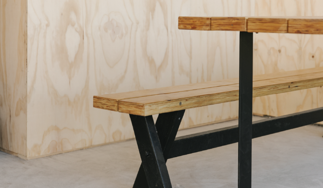 Timber Care timber table and walls